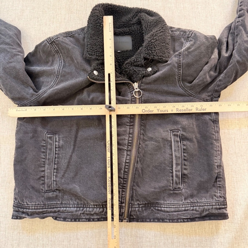 Lucky Brand Denim Sherpa Lined Moto Jacket Women's Large Asymmetrical - Picture 4 of 9